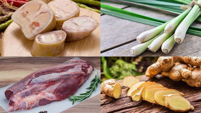 Nguyên liệu món ăn chân bò hầm sả