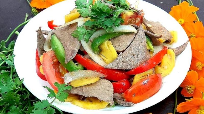Gan heo xào chua ngọt Gan heo xào chua ngọt