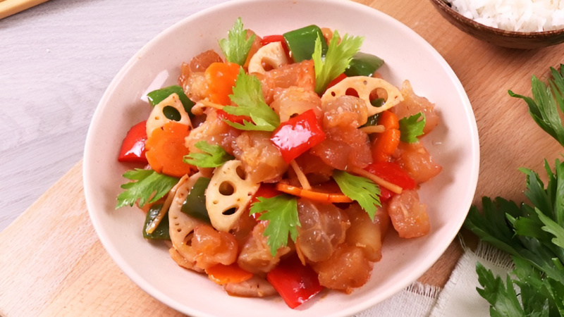 Gân bò xào ngũ sắc Gân bò xào ngũ sắc