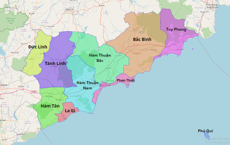 Bản đồ Tỉnh Bình Thuận