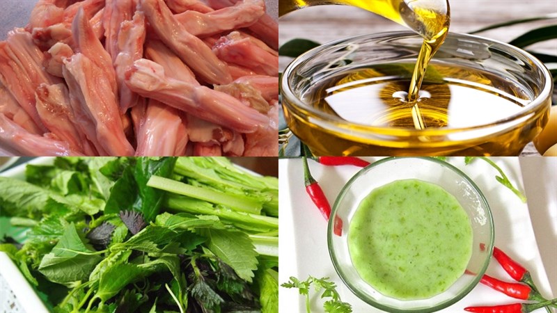 Nguyên liệu món ăn lưỡi vịt chiên giòn và lưỡi vịt chiên sả ớt