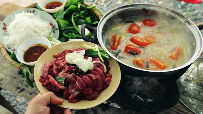 thịt trâu nhúng mẻ